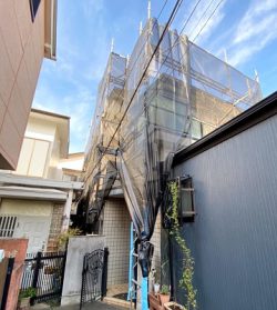 東京都 狭小地 リフォーム用仮設足場 幸和機材 狭小地リフォーム東京