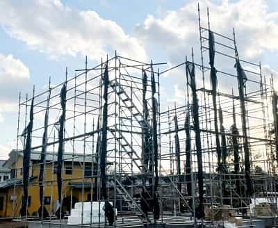 埼玉県　個人宅　外壁リフォームの仮設足場　幸和機材