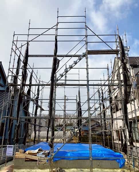 2022年3月埼玉県新築一戸建ての仮設足場 埼玉県新築一戸建ての先行足場 幸和機材